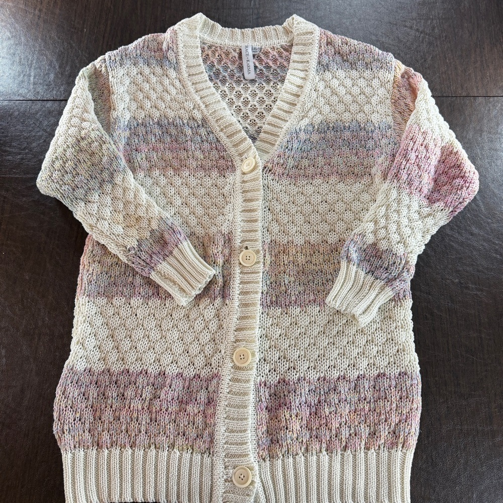 Grace + Karma Elegant Pastel Striped Knit Women's Cardigan Sz Xs/S